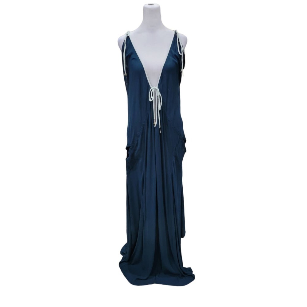 𝅺Free People Oversized Gauzey Boho Maxi Dress With Pockets Green Size Small
